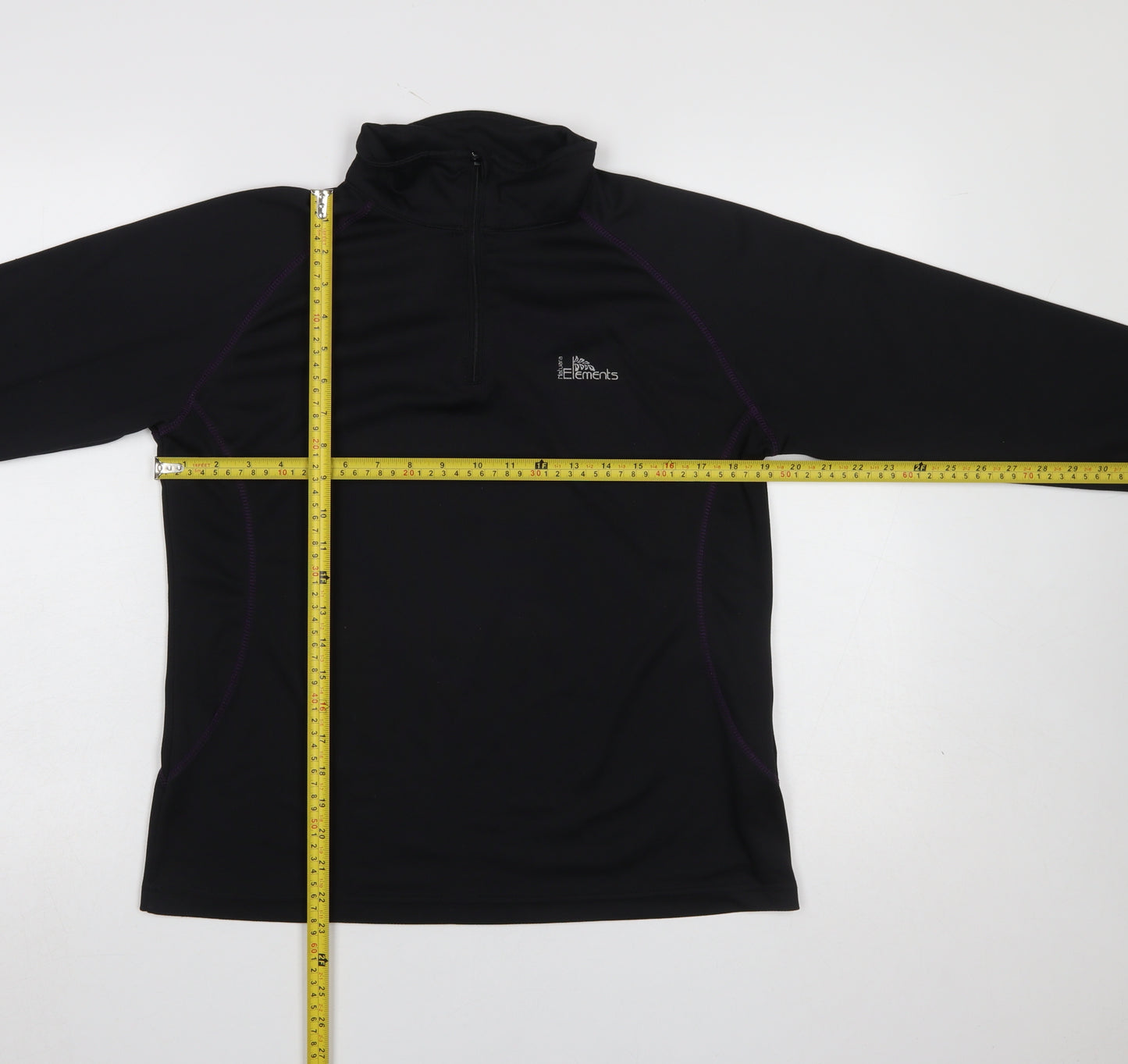 Cavenline Women Black 1/4 Zip Polyester Fleece Pullover M