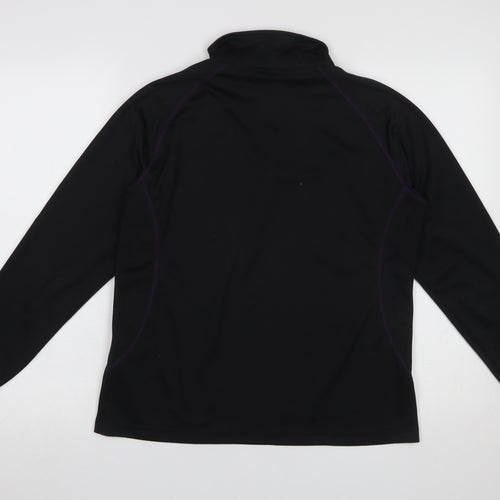 Cavenline Women Black 1/4 Zip Polyester Fleece Pullover M