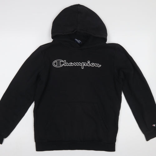Champion Boys Black Pullover Hoodie X-Large 13-14 Years Cotton Blend Logo