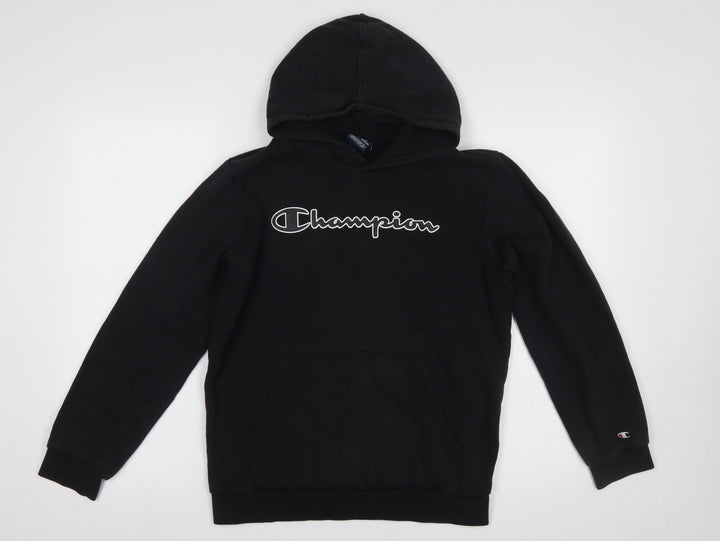 Champion Boys Black Pullover Hoodie X-Large 13-14 Years Cotton Blend Logo