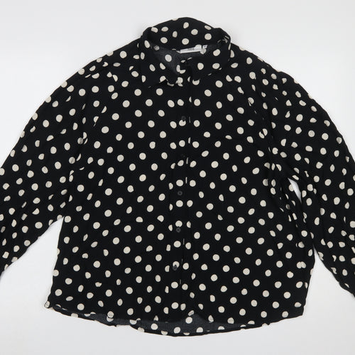 Noa Noa Women’s Black Polka Dot Viscose Blouse Size 12 Long Sleeve