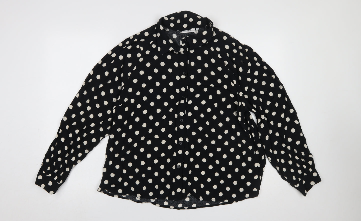 Noa Noa Women’s Black Polka Dot Viscose Blouse Size 12 Long Sleeve