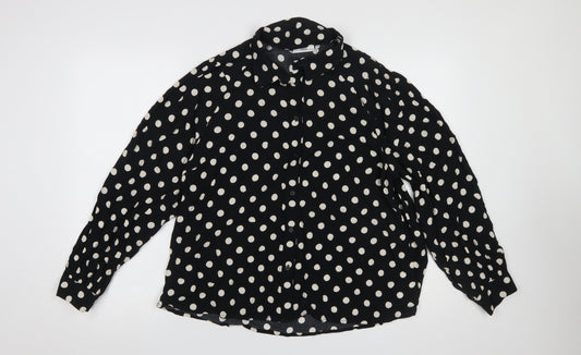 Noa Noa Women’s Black Polka Dot Viscose Blouse Size 12 Long Sleeve