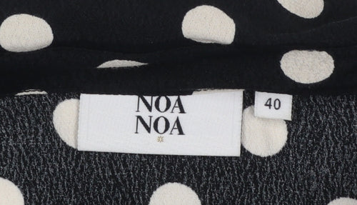 Noa Noa Women’s Black Polka Dot Viscose Blouse Size 12 Long Sleeve