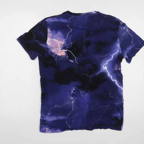 Bershka Womens Blue Lightning Graphic T-Shirt Size 8