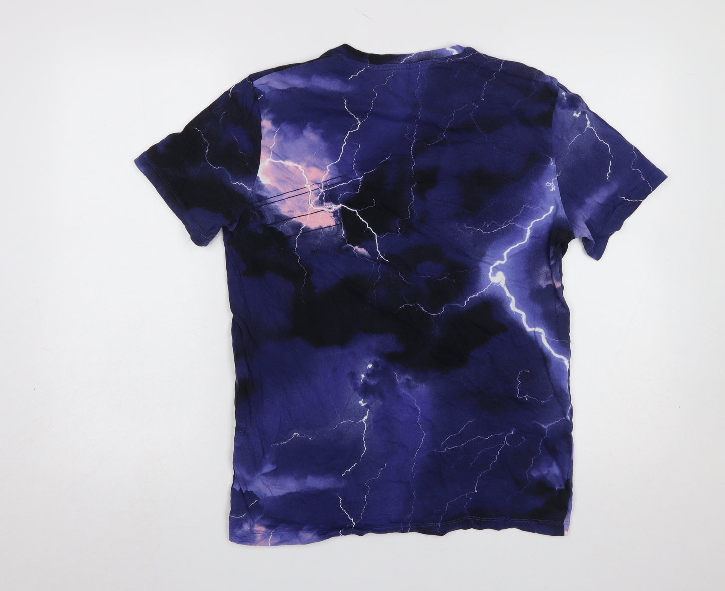 Bershka Womens Blue Lightning Graphic T-Shirt Size 8