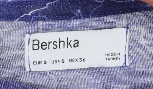 Bershka Womens Blue Lightning Graphic T-Shirt Size 8