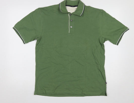 Marks and Spencer Men's Green Small Cotton Polo Shirt