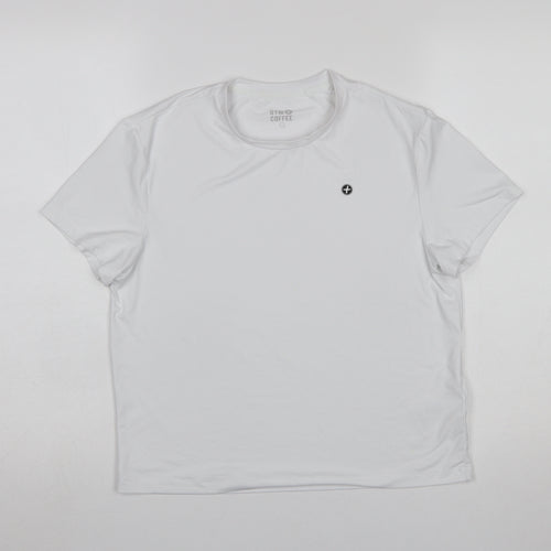 Gym+Coffee Women White S Short Sleeve Active T-Shirt
