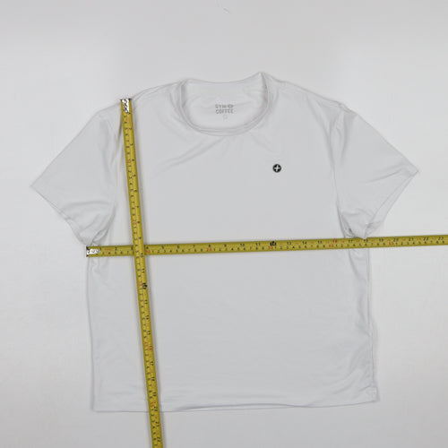 Gym+Coffee Women White S Short Sleeve Active T-Shirt