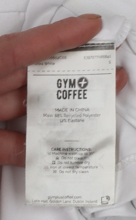 Gym+Coffee Women White S Short Sleeve Active T-Shirt