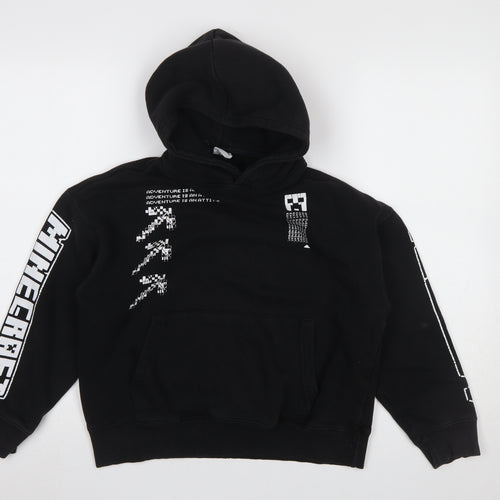 ZARA Girls Black Minecraft Pullover Hoodie Size 10 Years Graphic Print