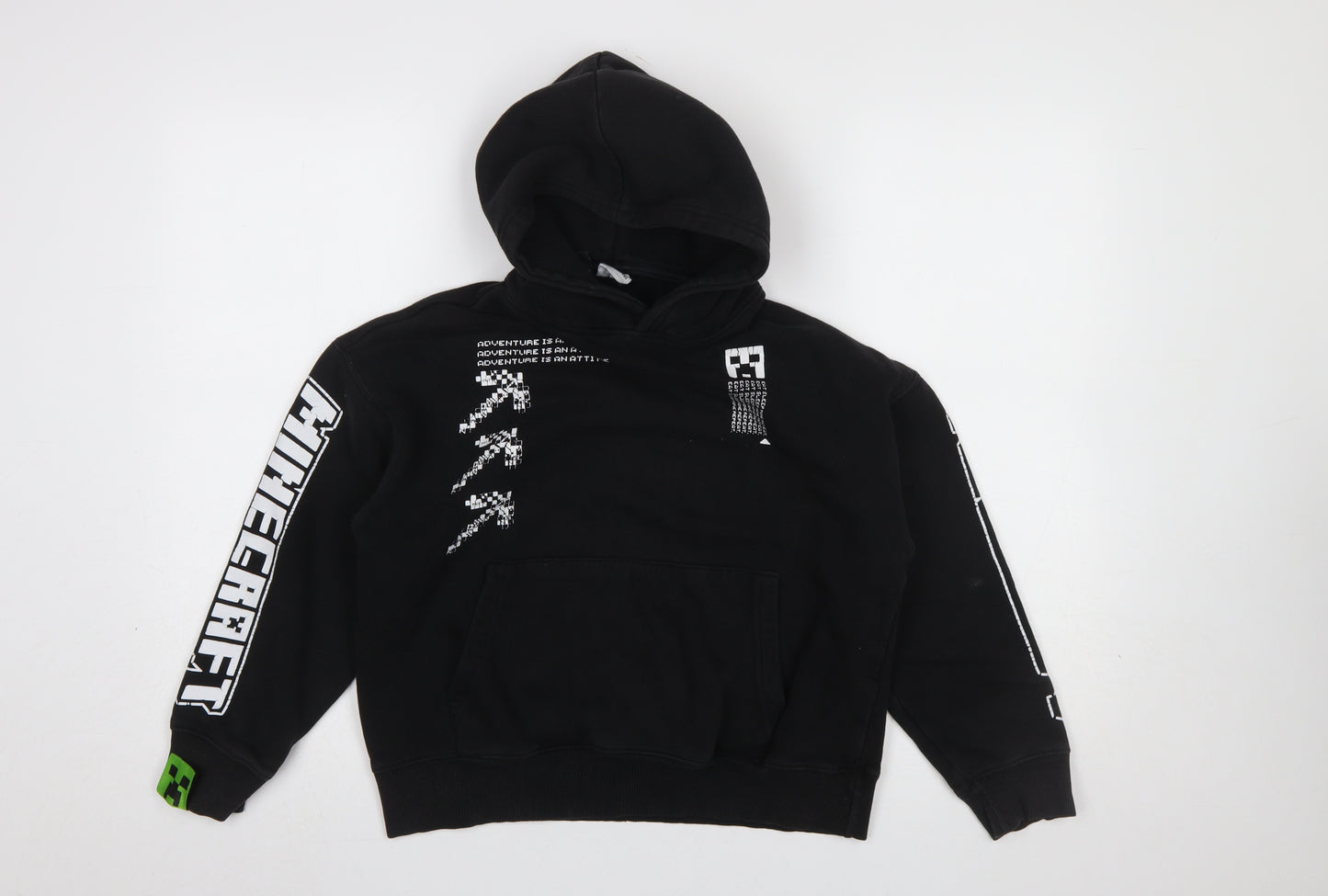 ZARA Girls Black Minecraft Pullover Hoodie Size 10 Years Graphic Print