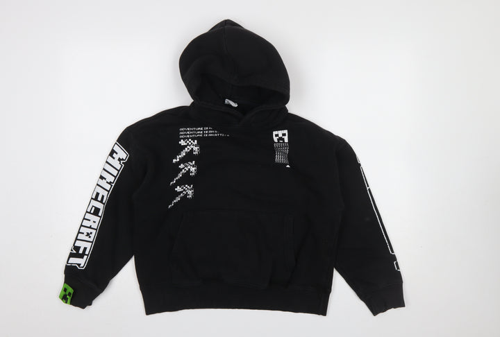 ZARA Girls Black Minecraft Pullover Hoodie Size 10 Years Graphic Print