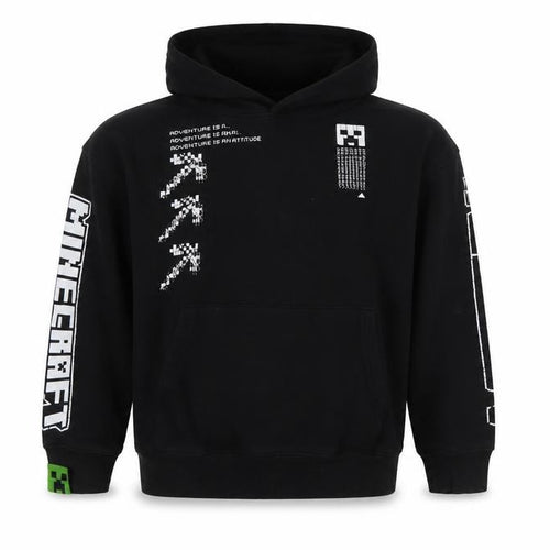 ZARA Girls Black Minecraft Pullover Hoodie Size 10 Years Graphic Print