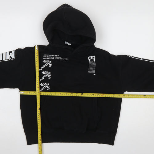 ZARA Girls Black Minecraft Pullover Hoodie Size 10 Years Graphic Print