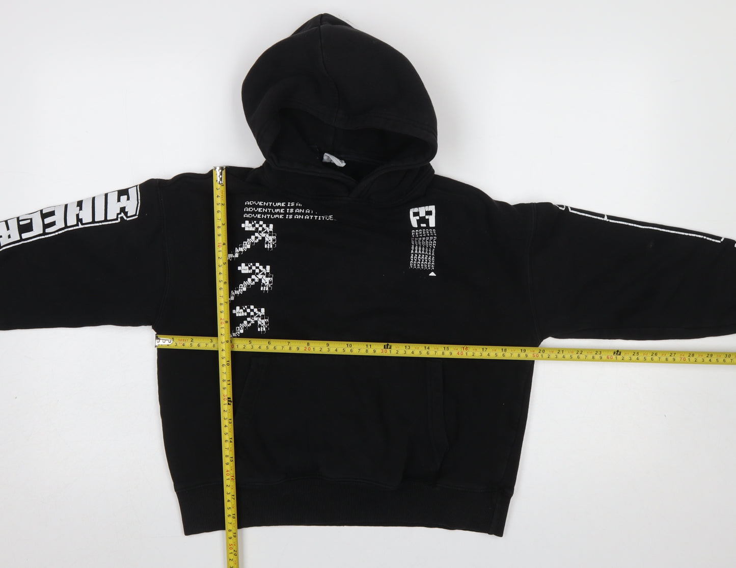 ZARA Girls Black Minecraft Pullover Hoodie Size 10 Years Graphic Print