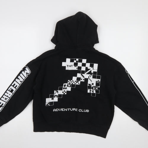 ZARA Girls Black Minecraft Pullover Hoodie Size 10 Years Graphic Print
