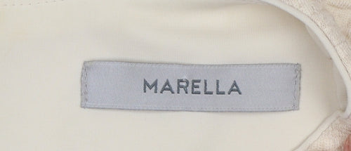 Marella Women’s Beige Houndstooth Cotton Blend Knee Length Shift Dress Size 12