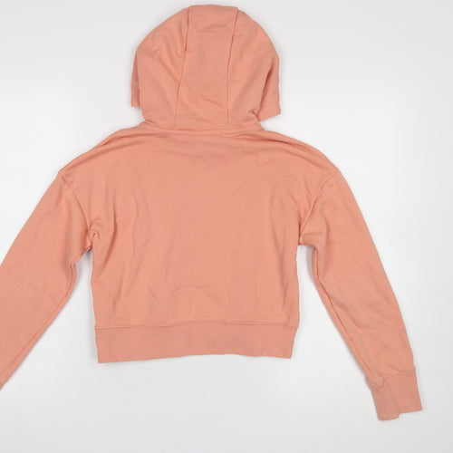 Nike Girls Pink Pullover Hoodie L 146cm Logo Graphic Cotton Blend