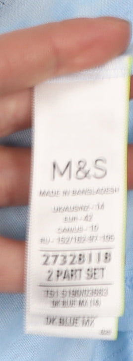 Marks and Spencer Womens Blue Long Sleeve Basic T-Shirt Size 14