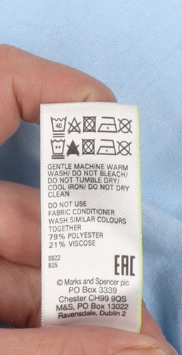 Marks and Spencer Womens Blue Long Sleeve Basic T-Shirt Size 14