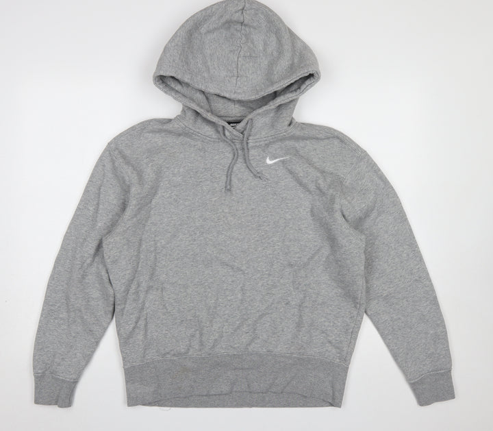 Nike Women Grey XS Pullover Hoodie Cotton Blend Logo Sweatshirt