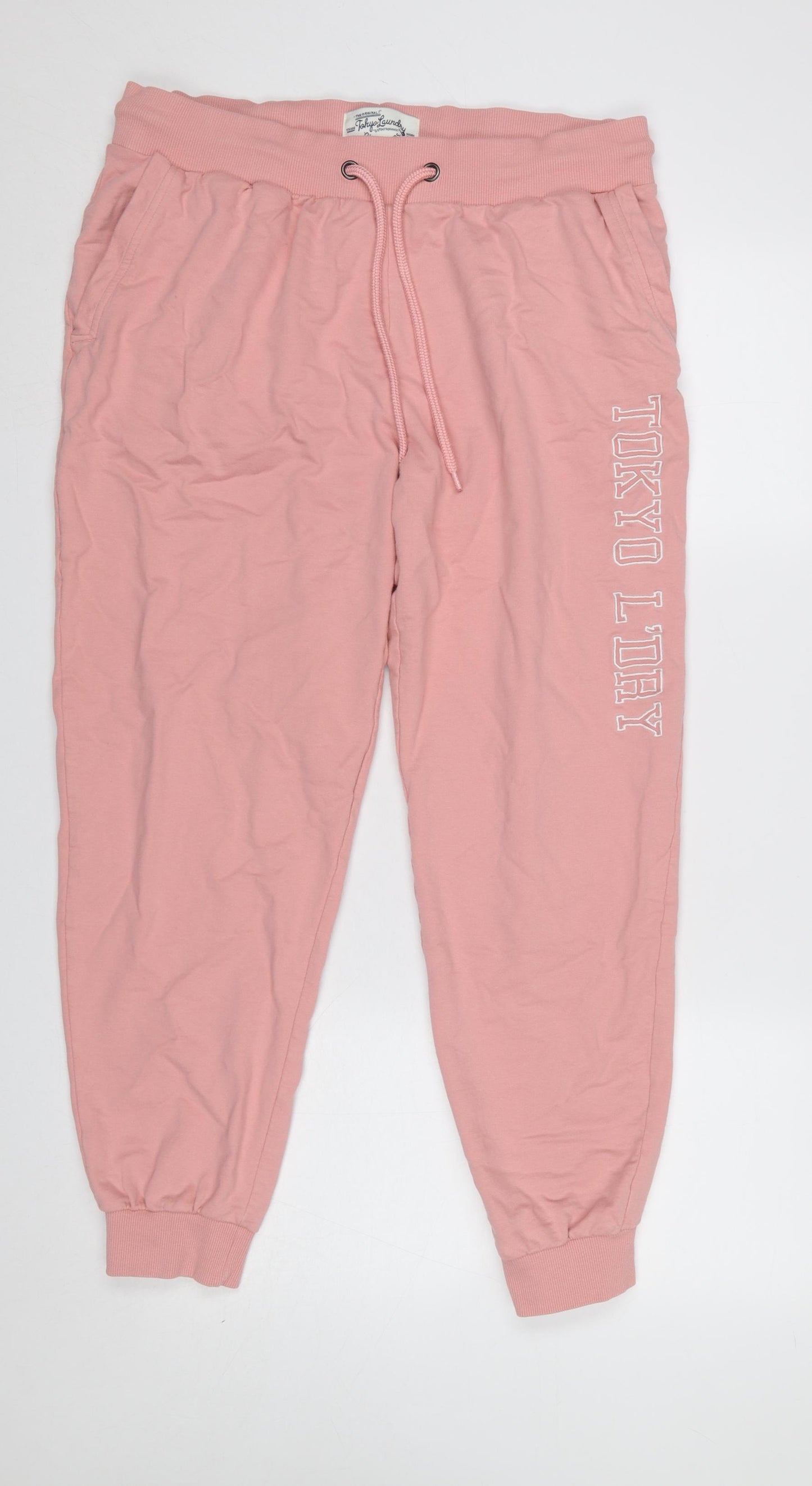 Tokyo Laundry Womens Pink Joggers Size 14 Regular Fit Casual Trousers