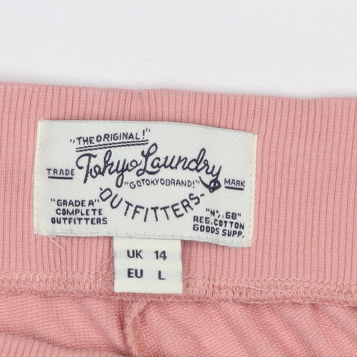 Tokyo Laundry Womens Pink Joggers Size 14 Regular Fit Casual Trousers