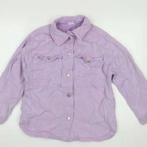 Zara Girls Purple Cotton Lyocell Shirt Jacket 11-12 Years Button Front