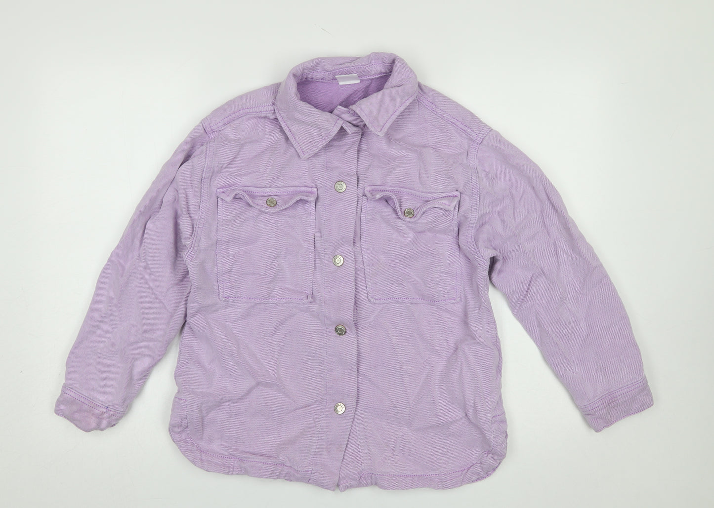 Zara Girls Purple Cotton Lyocell Shirt Jacket 11-12 Years Button Front