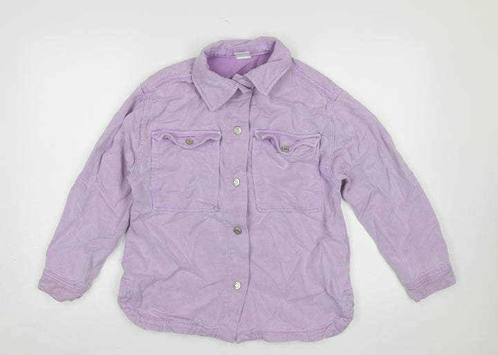 Zara Girls Purple Cotton Lyocell Shirt Jacket 11-12 Years Button Front