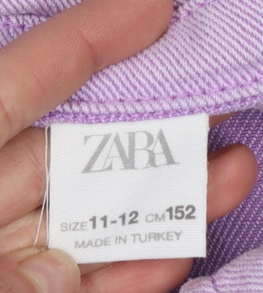 Zara Girls Purple Cotton Lyocell Shirt Jacket 11-12 Years Button Front
