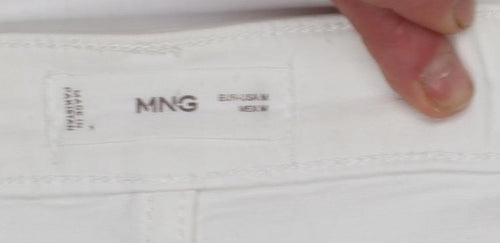 MNG Women Ivory Cargo Shorts Size M Cotton Twill Stretch Casual