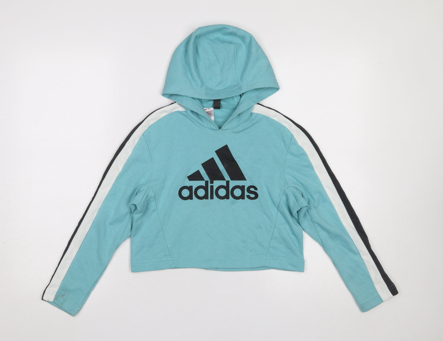 Adidas Girls Blue Pullover Hoodie 9-10 Years Logo Sports Hoodie