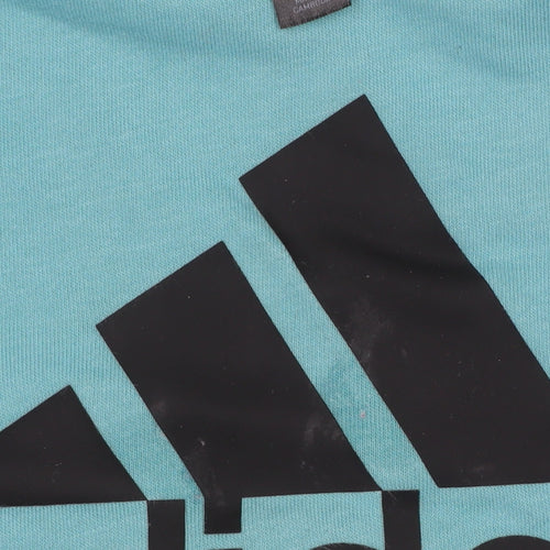 Adidas Girls Blue Pullover Hoodie 9-10 Years Logo Sports Hoodie