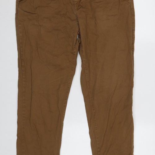H&M Men Brown Chino Trousers Size UK 36 Regular Cotton Blend