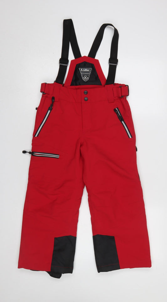 Killtec Boys Red Waterproof Snow Pants Size 8 Insulated Ski Trousers