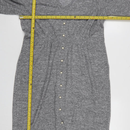 Savida Womens Grey V-Neck Knee Length Shift Dress Size 16