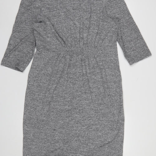 Savida Womens Grey V-Neck Knee Length Shift Dress Size 16