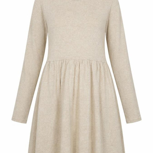 Zara Women Beige Knit Long Sleeve Skater Dress Size 12