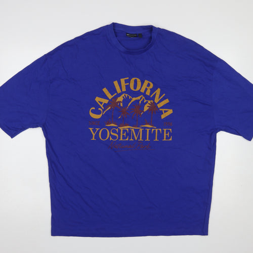 ASOS DESIGN Men's Blue California Yosemite Graphic Cotton T-Shirt Size S