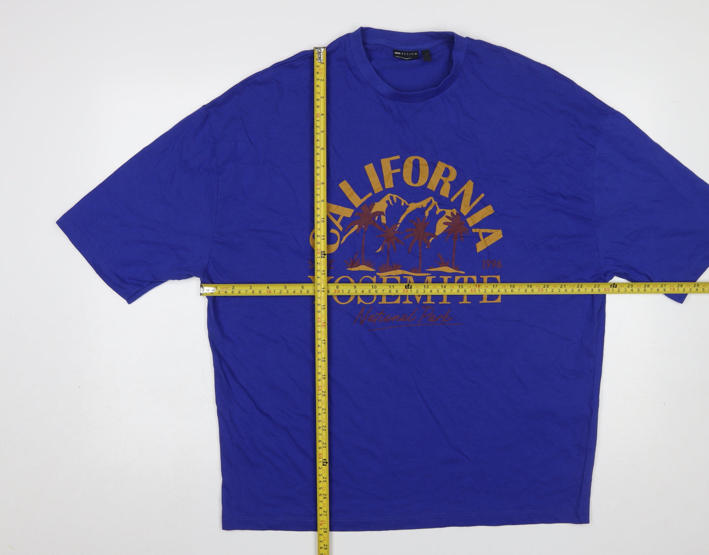 ASOS DESIGN Men's Blue California Yosemite Graphic Cotton T-Shirt Size S