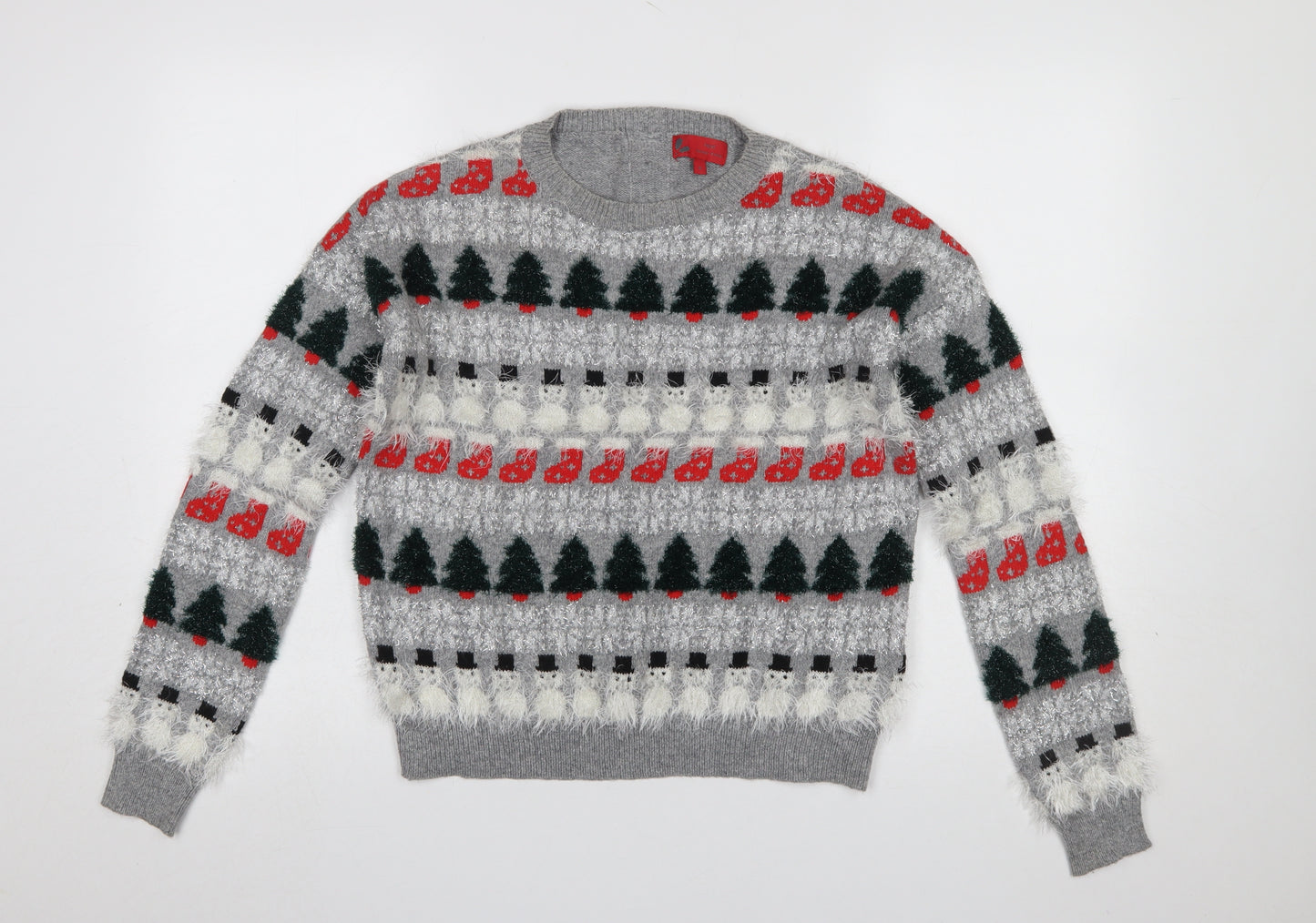 Next Women’s Grey Christmas Fair Isle Pullover Jumper Size 8