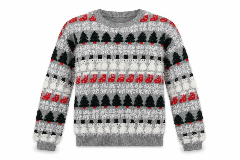 Front view of Next Women’s Grey Christmas Fair Isle jumper, size UK 8