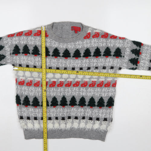 Next Women’s Grey Christmas Fair Isle Pullover Jumper Size 8