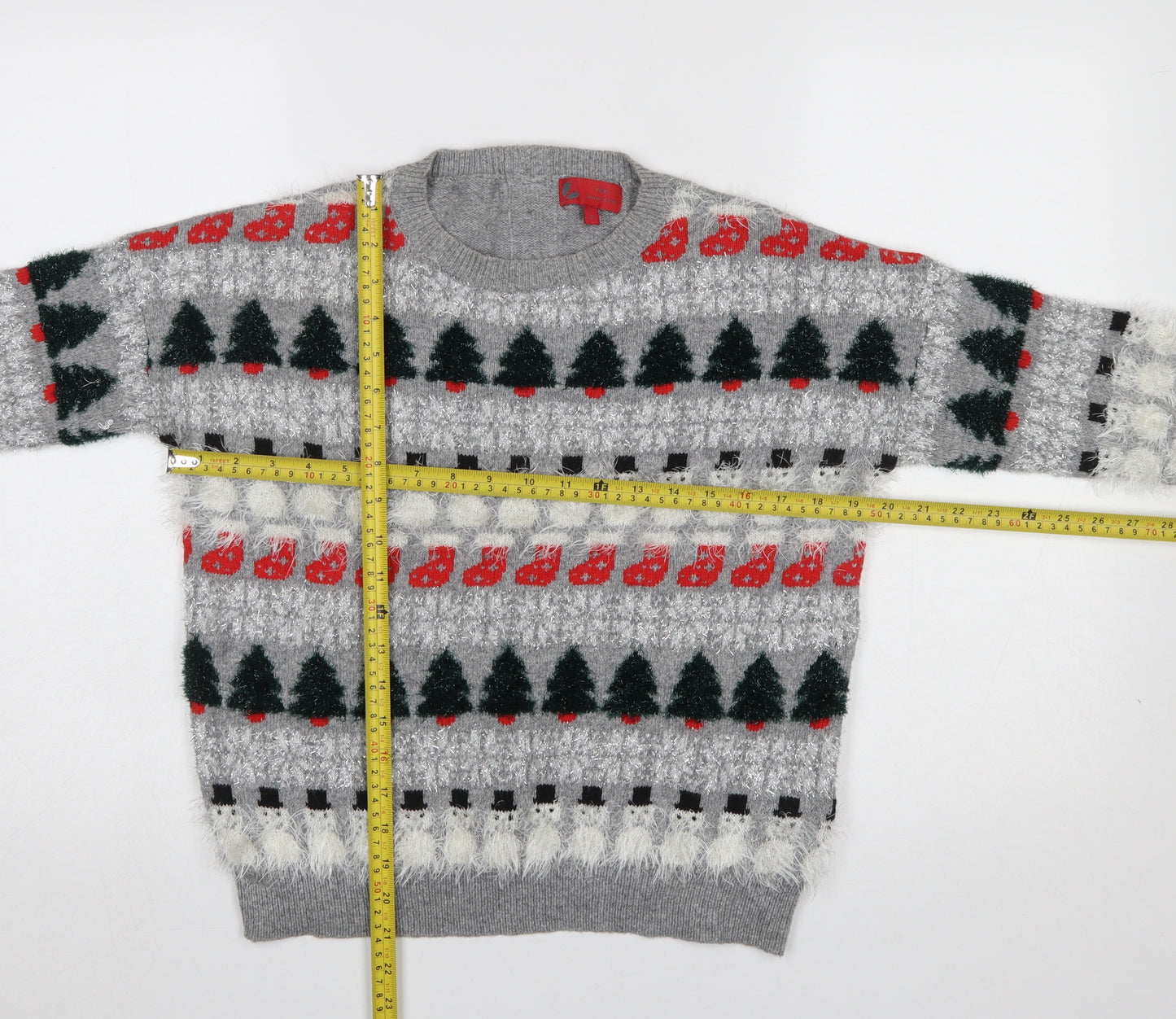 Next Women’s Grey Christmas Fair Isle Pullover Jumper Size 8
