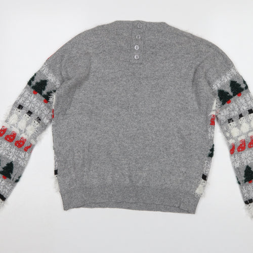 Next Women’s Grey Christmas Fair Isle Pullover Jumper Size 8