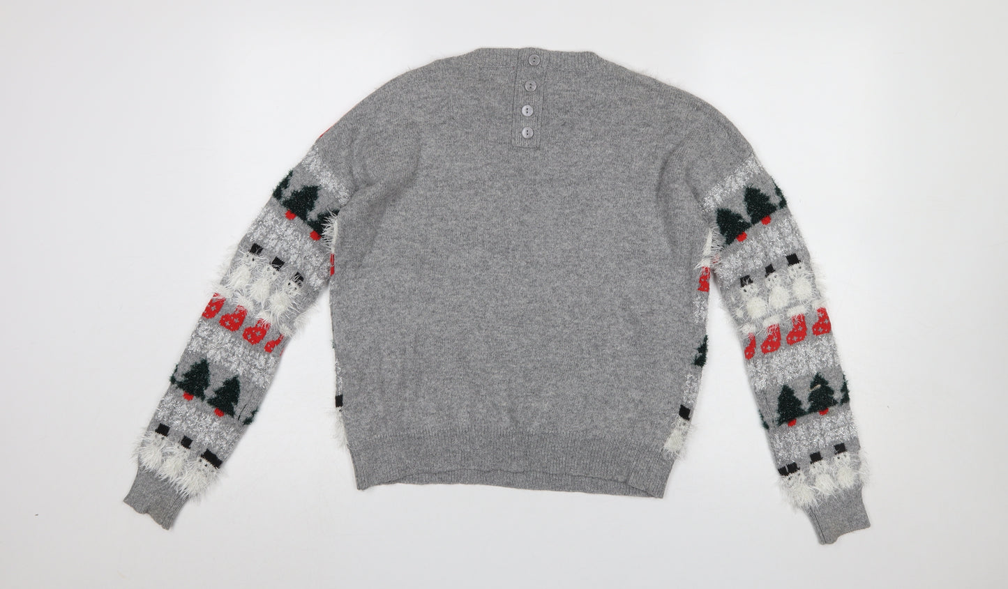Next Women’s Grey Christmas Fair Isle Pullover Jumper Size 8
