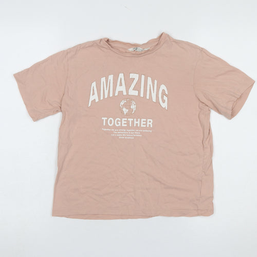 H&M Girls Pink Amazing Together Graphic Cotton T-Shirt 8-10 Years